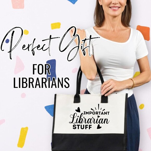 Women Canvas Tote Bag Gift Set with Zipper Pouch Ribbons Multi-Purpose - Picture 3 of 8